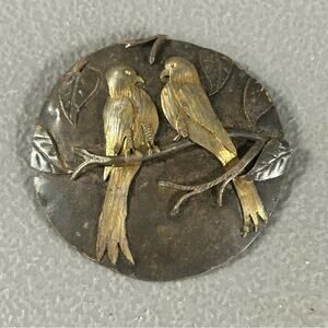 Vintage Birds Pin Brooch Love Doves Tree 3D Jewelry